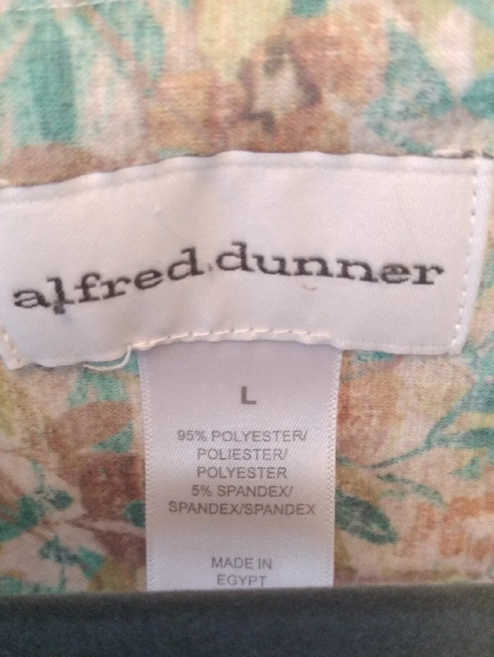 Alfred Dunner Cream Floral Lace-Trim Top with Teal & Tan Leaves